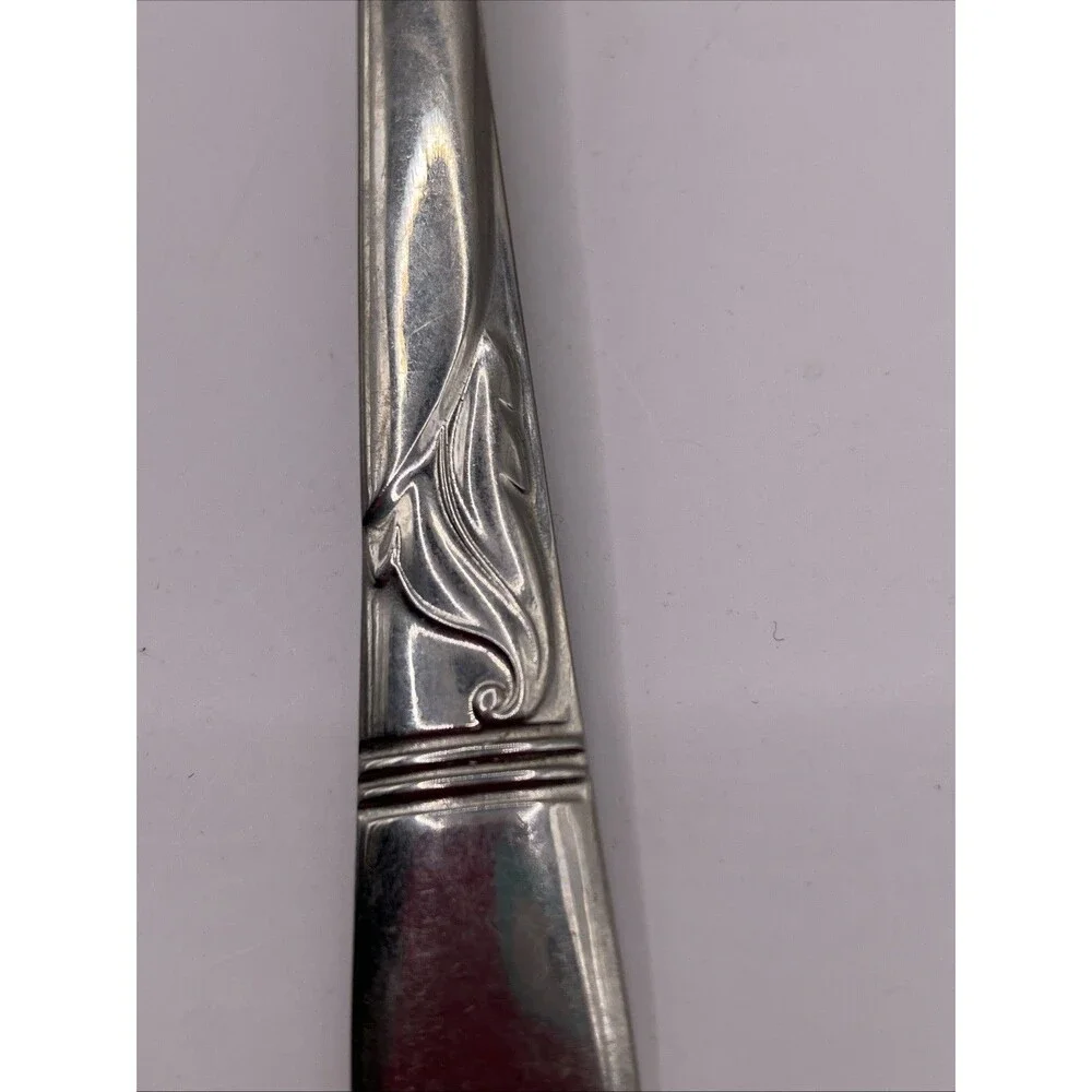 Vintage Rogers Cutlery Stainless USA INS112 Lot Of 7 Teaspoons Leaf Pattern